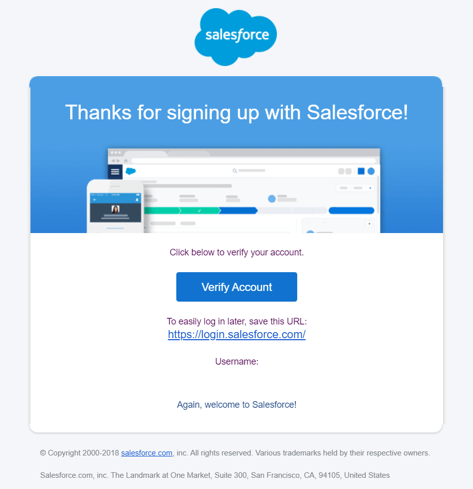  Salesforce’s confirmation email
