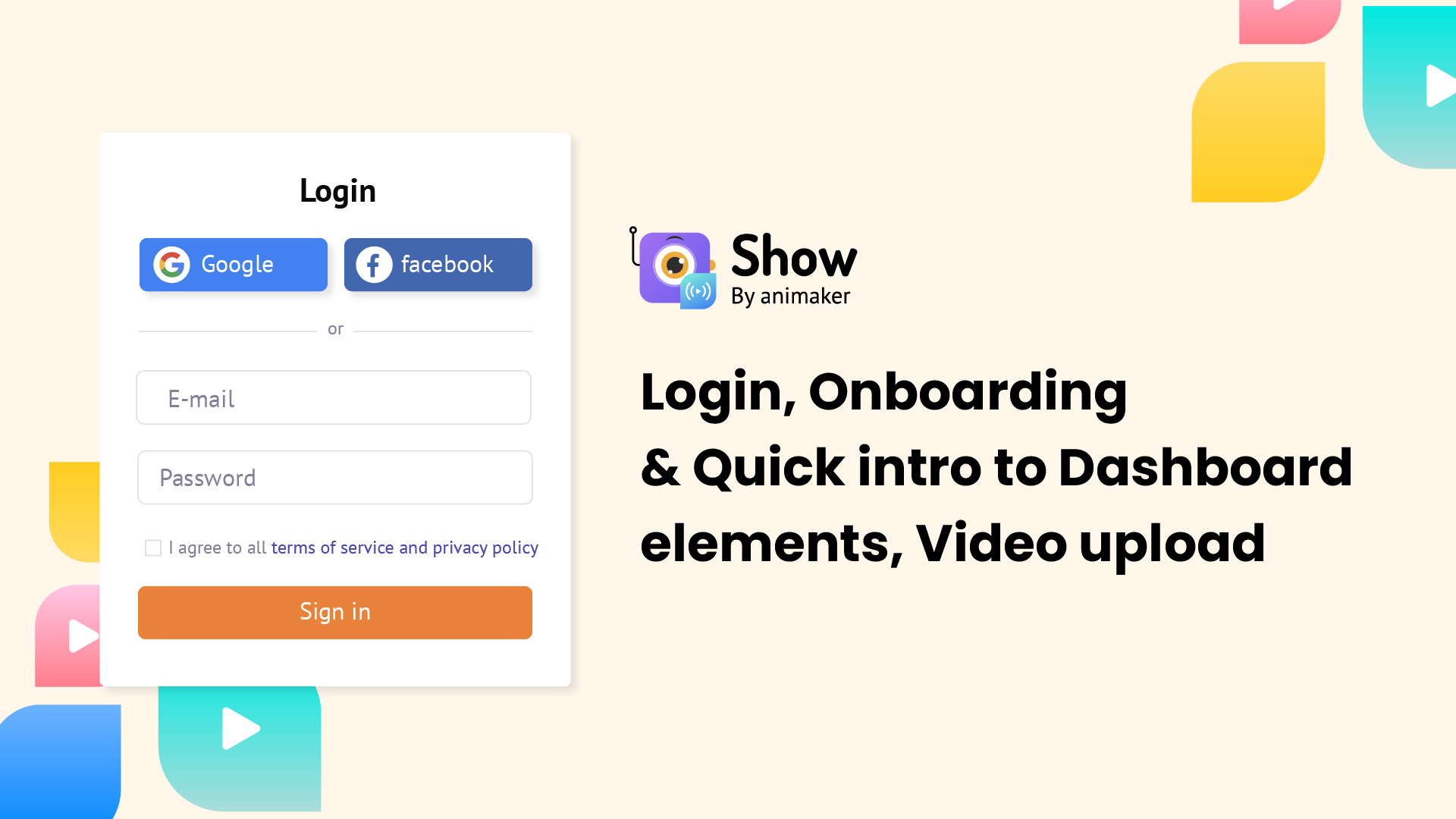 Login, Onboarding & Quick intro to Dashboard elements