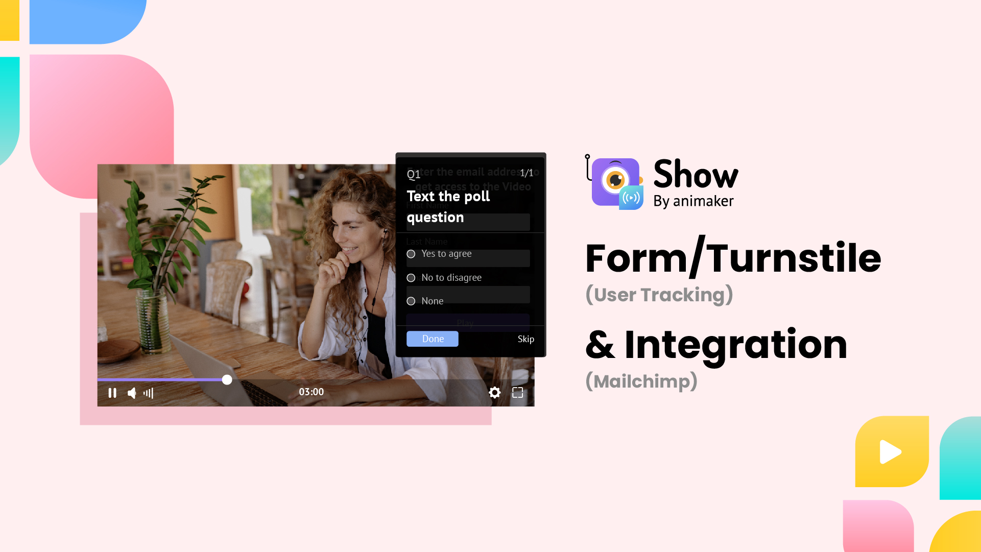Turnstile form(user tracking) & Integration(Mailchimp)